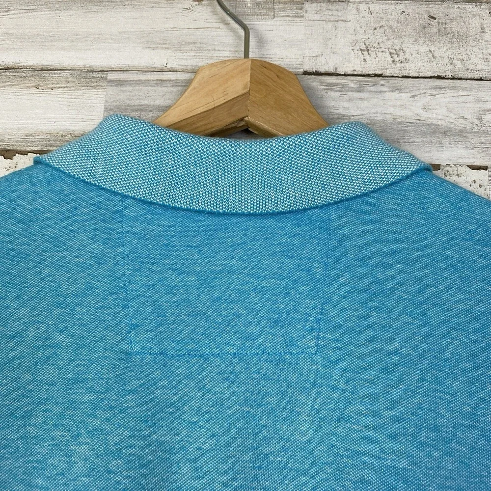 Banana Republic Polo Shirt Mens Sz M/M Heather Teal Textured 100% Cotton GAP